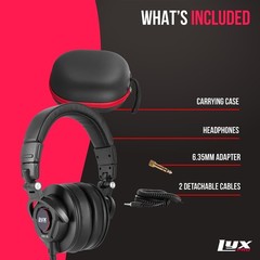 LyxPro HAS-30 Noise-Canceling DJ Headphones, Over-Ear Studio Headphones, Black
