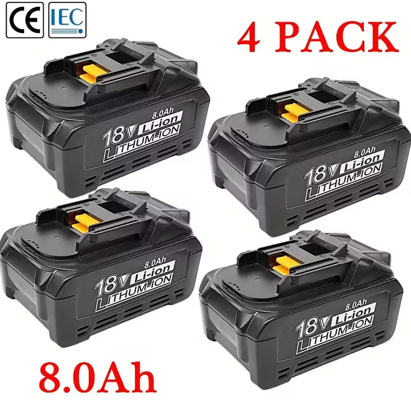4 Pack 8.0Ah 18V For Makita LXT Lithium-Ion BL1830B BL1830 BL1860B Tool Battery