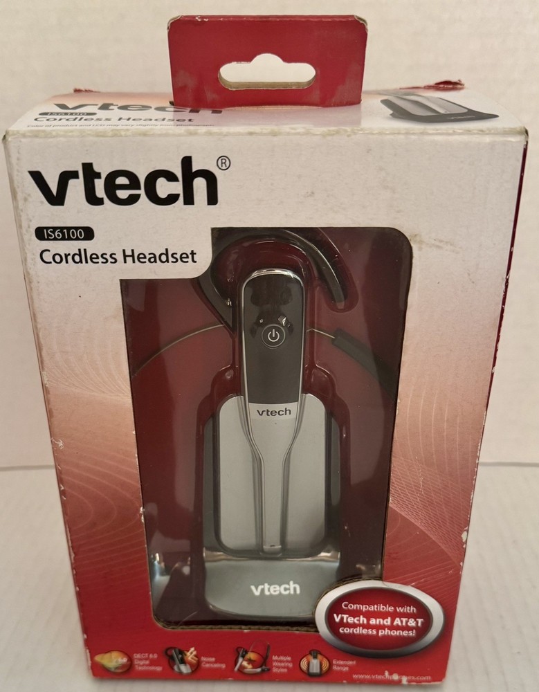 VTech IS6100 Silver/Black Clip Headset Dect 6.0 Technology New in Open Box