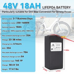 Lithium Lifepo4 48V 52V Ebike Battery 18Ah/20Ah/30Ah/35A/50A with Charger BMS