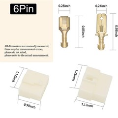 1-20 Set 6 Pin Socket Plug Male Female Brass 6.3mm Spade Terminal Wire Connector