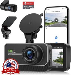 Cámara de tablero frontal y trasera, cámara de tablero dual WiFi 4K + 1080P NEW