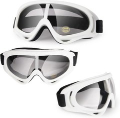 Goggles for ATV, dirt bike, and motocross Color: White/Black Frame+clear Lens
