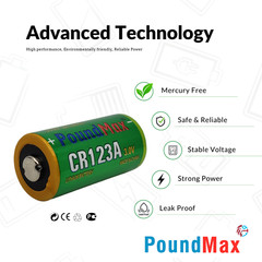 PoundMax CR123A 3.0v Lithium Camera Battery – 2 Count