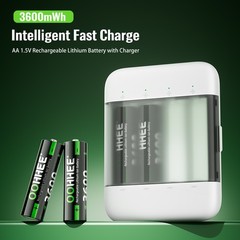 White 4/8/12/16x 1.5V Charger Storage 3600mWh AA Rechargeable Lithium Battery