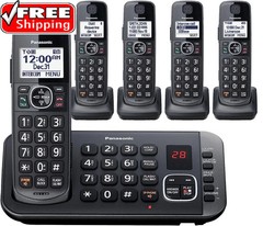 Panasonic Expandable Cordless Phone System Answering Machine 5 Handsets Black