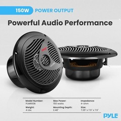 Pyle Marine Stereo Receiver Power Amplifier & Speaker Kit-Double DIN, 30 Preset