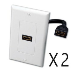 2 Pack – 1-Port HDMI Pigtail Wall Face Plate Panel Cover Outlet 4K ARC HDR White