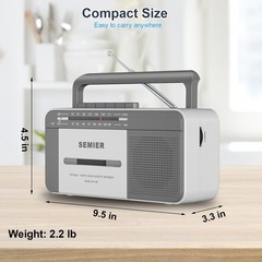 Retro Cassette Player Recorder Boombox with AM/FM Radio Stereo, AC or Battery…