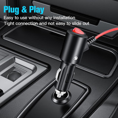 12-24V Fused LED Car Cigarette Lighter Plug Socket Cable Adapter w/ Switch LOT