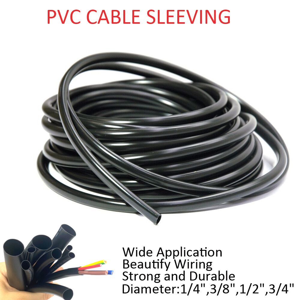Black PVC Cable Sleeve Tubing Wire Harness Wrap Wiring Loom Cover Protection Lot