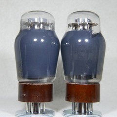Matched Pair Mullard ECC32/CV181 Smoke Glass Brown Base Made in UK in 1949/1955