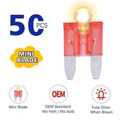 Mini Blade Automotive Glow Fuses – 50 Pack, Smart Blown Fuse Identification, Eas