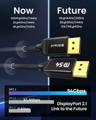 54Gbps DisplayPort 2.1 Cable 6.6FT VESA 16K 8K@120Hz 4K@240Hz FreeSync HDR