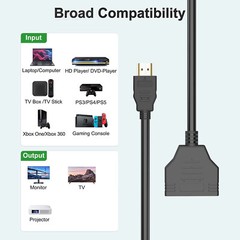 4K HDMI Cable Splitter Adapter 2.0 Converter 1 In 2 Out 1 Male to 2 Female lot
