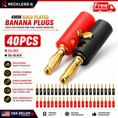 40/30/20/10 PCS 4mm Gold Plated Banana Plugs Audio Jack Speaker Wire Cable Screw