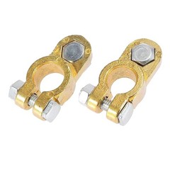 Universal Brass Battery Terminal Connectors, Top Post Boat RV Vehicles (1 Pair)