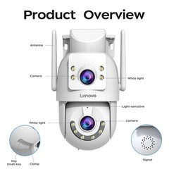 Lenovo 4K Dual Lens PTZ Security Camera WiFi 5G Outdoor Auto Tracking IP66 Gift