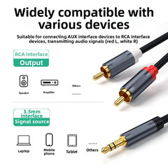 3.5mm Stereo Jack to 2 x RCA Twin PHONO Audio Cable Aux Lead 1m 1.5m 2m 3m 5m