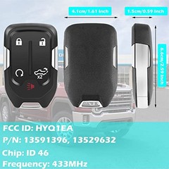 Smart Key Fob for GMC Sierra 2019-2022, Keyless Entry 4+1 Buttons Pickup