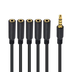 3.5mm TRRS 4-Pole Male to 5/6 Way Female Stereo AUX Audio Splitter Cable