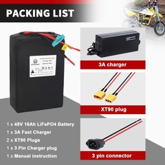 48V Lifepo4 Battery 20Ah 30Ah 35Ah Lithium for EBike Scooter 2000W with Charger