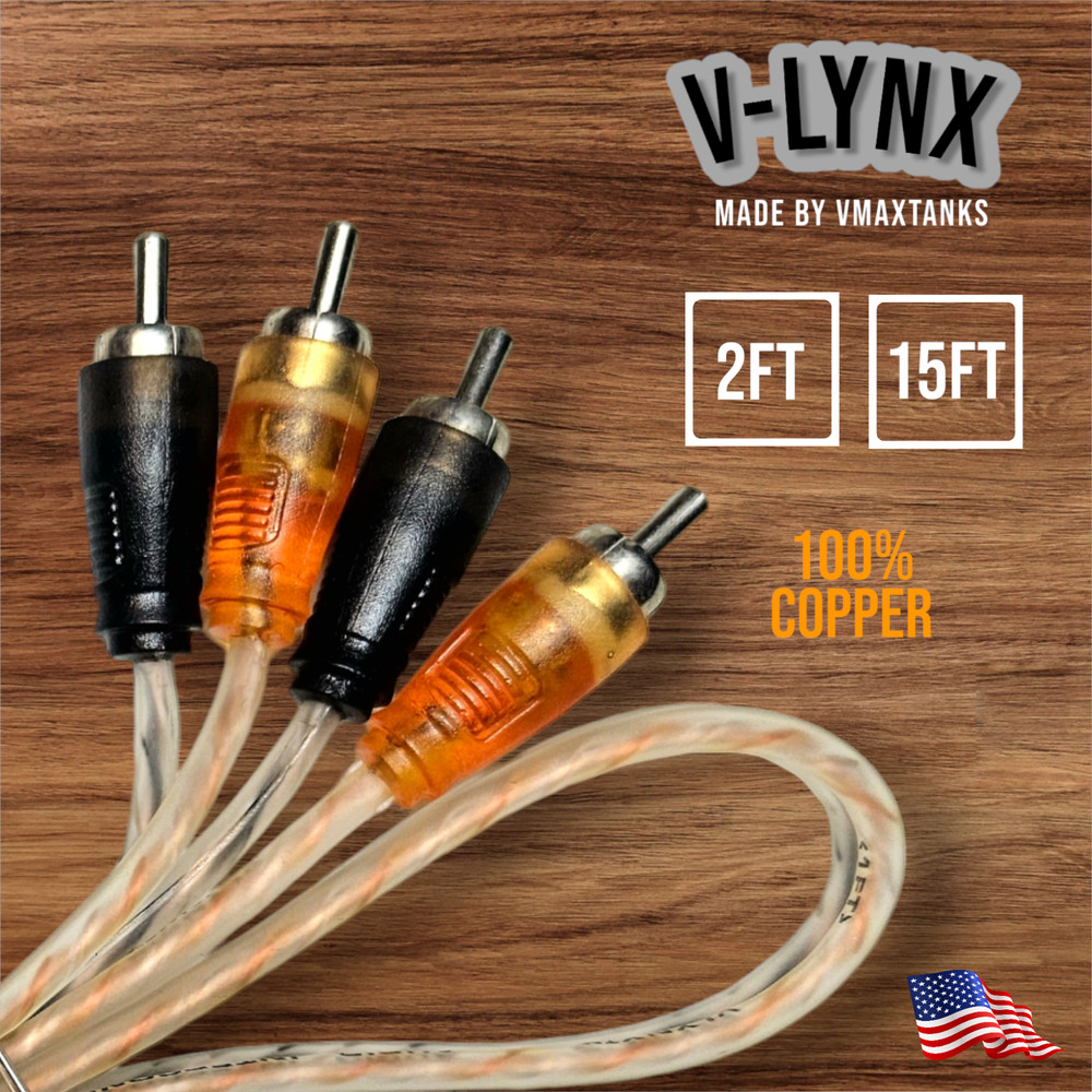 VLYNX 2 or 15 FT 100% Copper RCA Male L/R Stereo Audio Cable Cord Plug Flexible