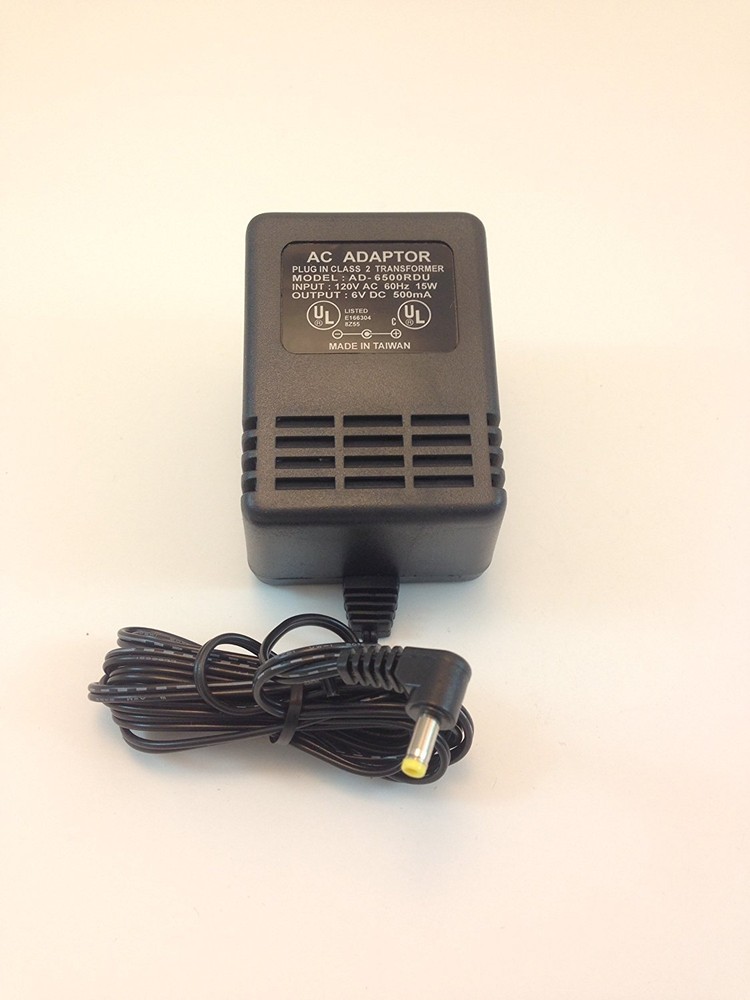 AC-DC ADAPTER 6 VOLTS DC – 500mA 1.7mm Right Angle DC Power Plug # ZAD-6500RDU