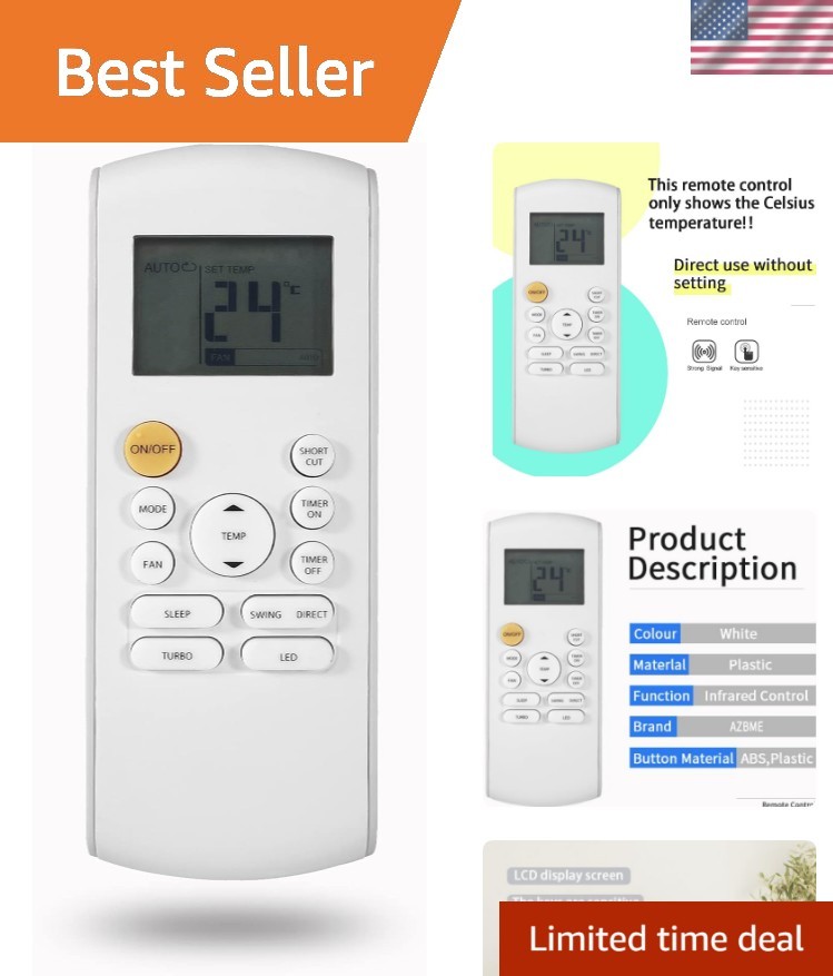 Easy-to-Use Infrared Remote for Midea Air Conditioners – Black, Compact Design