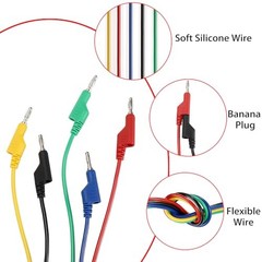 Sumnacon 5Pcs Banana to Banana Plug Test Lead, 4mm Stackable Banana Plug 2 m