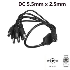 DC Power Splitter Cable 5.5mm x 2.5mm 1 to 6 Way CCTV Cameras LED Light Strip