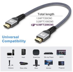 2.1 48Gbps 8K HDMI Cable HDMI High Speed Braided UHD HDTV 3D Dolby HDCP eARC HDR