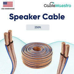 Car 12AWG 12/2 Speaker Cable Transparent Wire Audio Stereo 25 100 250FT Clear
