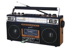 Supersonic SC-3201BT 4 Band Radio & Cassette Player Boombox, AM/FM/SW Radio