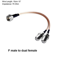 RG316 Splitter Coax Cable Splitter 3 Way F Male to 2 F Female Adapter 6In NEW