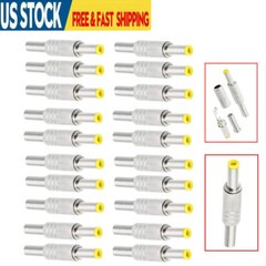 20pcs DC Power Jack 5.5mm x 2.5mm Male Plug Adapter Connector W/ Metal Handle US