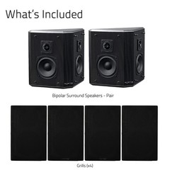 Fluance Elite 2-Way Bipolar Surround Sound Wide Dispersion Speakers