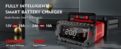 20-Amp Smart Car Battery Charger,12V/20A 24V/10A.Lithium,Lifepo4,Lead-Acid AGM