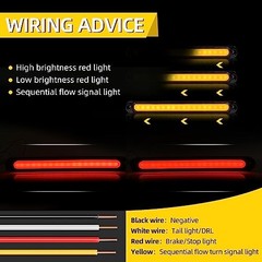 2 Pack 10″ LED Trailer Tail Light Bar Brake Stop Sequential Turn Signal