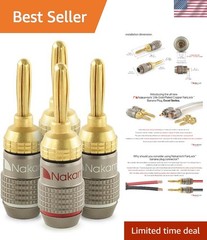 FanLock 24k Gold Plated Banana Plugs – 10-18 AWG, Quick Connect for Hi-Fi Audio