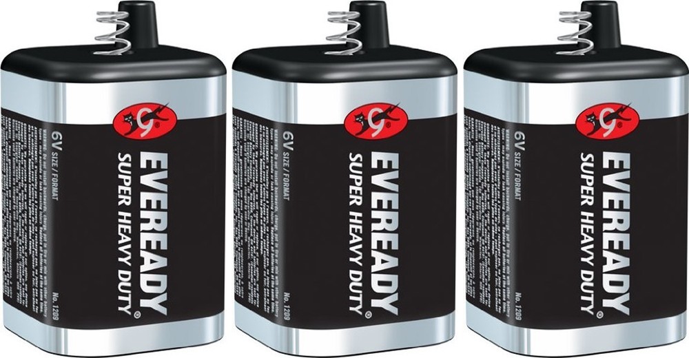 3 Eveready 1209 Zinc-Carbon Super Heavy Duty Lantern 6 Volts Batteries