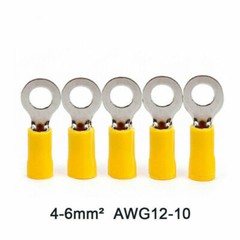 M5 M6 M8 M10 Yellow Ring Terminal Vinyl 12-10 AWG Car Audio Crimp Wire Connector