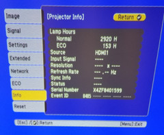 Epson PowerLite 980W 2,920 HOURS W/ POWERCORD AND REMOTE