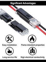 50pcs 2 Pin Waterproof Electrical Connector Car Automotive Wire Plug Terminal