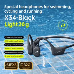X34 Bone Conduction Swimming Earphones Silicone Head 32GB Memory IPX8 Waterproof