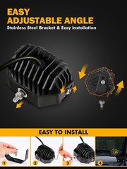 8Pcs AUXBEAM 4″ LED Driving Pods Light Bar Amber Yellow Fog Work Ditch Lights