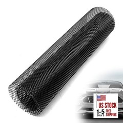 Heavy-Duty Car Grill Mesh, Aluminum Alloy Expanded Metal Sheet, Black PVC