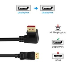 8K@60Hz 90 Degree DisplayPort 1.4 Cable Male to Male 6FT Right Angle DP Cable