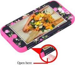 For iPod Touch 5th 6th 7th Gen – Hard Hybrid Armor Impact Case Pink Black Flower