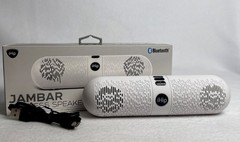 Jambar Wireless Speaker Bluetooth White, 30ft Wireless Area, 2 Hours, Small